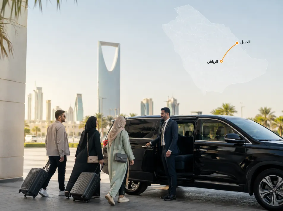 سيارة عائلية من الرياض إلى الجبيل