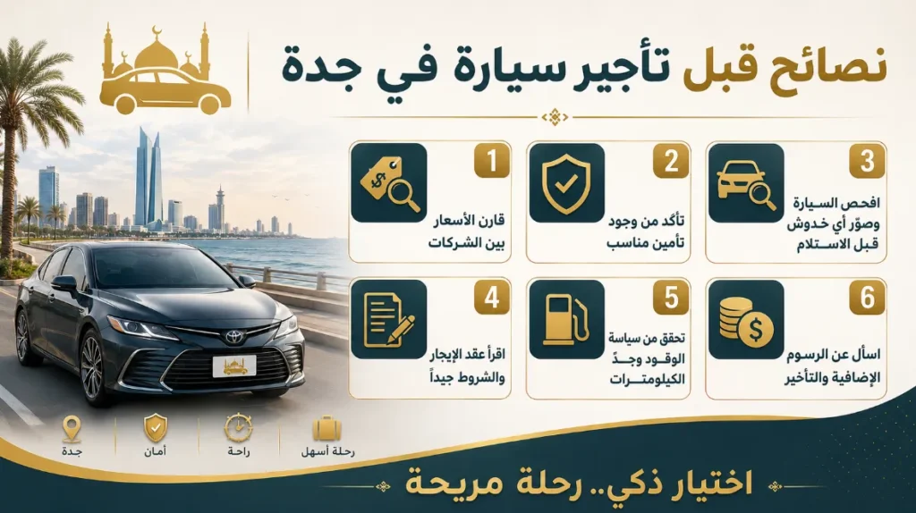 نصائح قبل تأجير سيارة في جدة